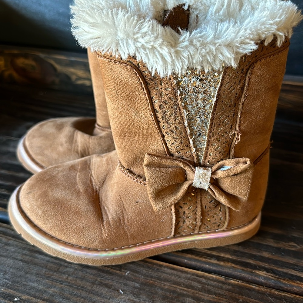 Gold and brown boots